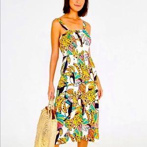 Farm Tio crazy tucanos midi dress linen